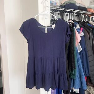 Navy blue babydoll top blouse